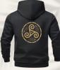 New Men&rsquo;s Size XL Trendy Celtic Knot Jacket Hooded With Golden Celtic Knot Design Casual Zip-Up Coat, Long Sleeve, Regular Fit, Polyester Lining, Front Pockets Machine Wash Stock Photos added - 3