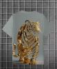 New Men's XL 3D Tiger Face Print T-Shirt - Golden & Black Animal Graphic Short Sleeve Crew Neck Top, Breathable Soft Fabric, Machine Washable Casual Bold Streetwear Machine Wash 100% Polyester Stock photo added - 2