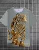 New Men's XL 3D Tiger Face Print T-Shirt - Golden & Black Animal Graphic Short Sleeve Crew Neck Top, Breathable Soft Fabric, Machine Washable Casual Bold Streetwear Machine Wash 100% Polyester Stock photo added - 3
