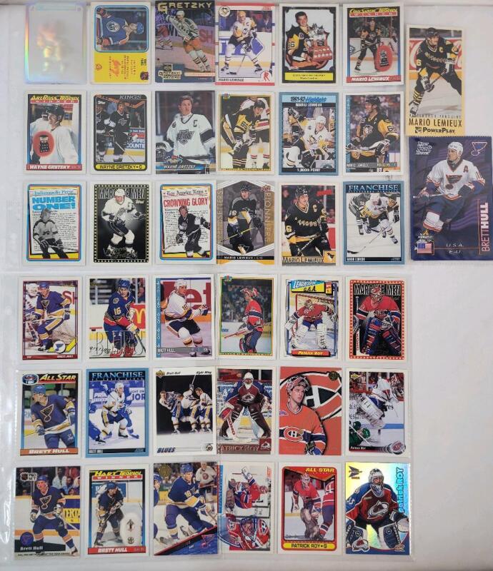 Wayne Gretzky , Mario Lemieux , Brett Hull & Patrick Roy NHL Hockey Trading Card Singles , 38 Trading Cards