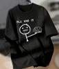 New Men's Size XL Funny Graphic T-Shirt - "PLZ USE IT" with Stick Figure & Brain Design - Crew Neck S/S