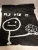 New Men's Size XL Funny Graphic T-Shirt - "PLZ USE IT" with Stick Figure & Brain Design - Crew Neck S/S - 2