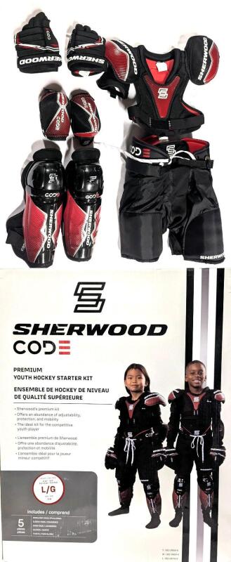 [Light Wear] Size Large, Ages 7-9 Unisex Kids (Up to 3'10" + 4'4" Tall) SHERWOOD CODE Premium Youth Hockey Starter Kit, Retails $129 New