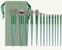 13pcs Luxurious Makeup Brush Set | Soft Synthetic Bristles, Unscented, Polyester Bristles, Includes Travel Bag Stock photos added approximately 5.7-7.2 inch