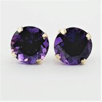 14KT Yellow Gold Natural Amethyst Round Earrings, Retail $350.00. Amethyst is the birthstone for February.
