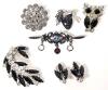 4 Vintage Brooches + Brooch & Matching Clip-On Earrings, Up to 2" Long
