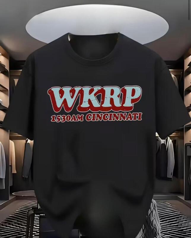 New Size XL Men&rsquo;s Breathable Polyester Short-Sleeve T-Shirt Stylish "WKRP" Concert Graphic Print Machine Washable Polyester Stock photos added