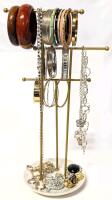 Assorted Jewelry With Jewelry Stand & Pieces Stamped 925, Sterling Silver, 6" Diameter Base &times; 16" Tall
