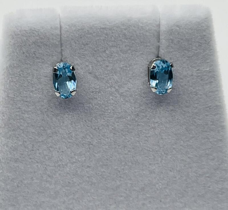 14KT White Gold Natural Aquamarine Earring, Retail $350.00. Aquamarine is the birthstone for March.