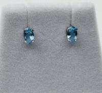 14KT White Gold Natural Aquamarine Earring, Retail $350.00. Aquamarine is the birthstone for March.