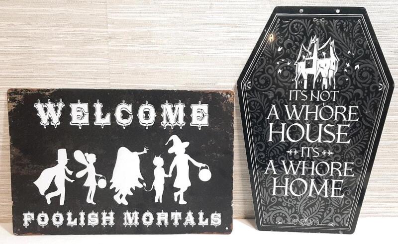 2 New Halloween Metal Signs | 12"&times;8"