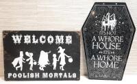 2 New Halloween Metal Signs | 12"&times;8"