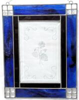 Gorgeous Vintage Stained Glass, Slag Glass & Etched Glass Hanging Window Panel, 10.75" &times; 13.75"
