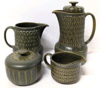 MCM Vintage WEDGWOOD Cambrian 8.75" Coffee Pot, 5.5" Milk Jug, 3.2" Creamer & 3.75" Covered Sugar Dish With Lid, Small Chip in Coffee Pot Lid