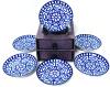 Set of 6 DANSK Japan Arabesque 4.5" Dishes in 2-Drawer Keeper 3.75" Tall