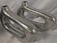 2 Decorative Metal Vases. 7" Tall, 10" Long.