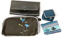 MATT & NAT Recycled Vegan Leather Purse 7.5" &times; 4". ESPE Makeup Bag, Danier Leather Coin Pouch & Zippered Embroidered Nazca Lines Coin Purse