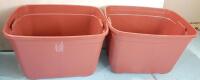 2 Red Storage Bins w/ Lids | Both Measure 17" Tall, 23" Wide
