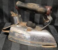 Vintage General Electric Hotpoint Iron with Wooden Handle - Heavy 8.25" Long and 5.5" tall