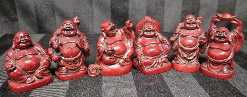 6 Miniature Budda Figures 2.25" tall