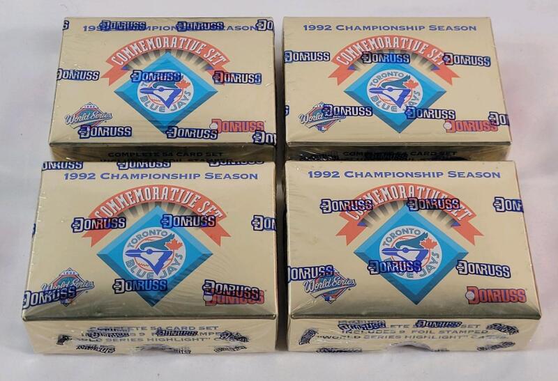 Four (4) 1992 Donruss Baseball Toronto Blue Jays Championship Season Commemorative Factory Set. This Factory Sealed set contains (54) cards. Sealed