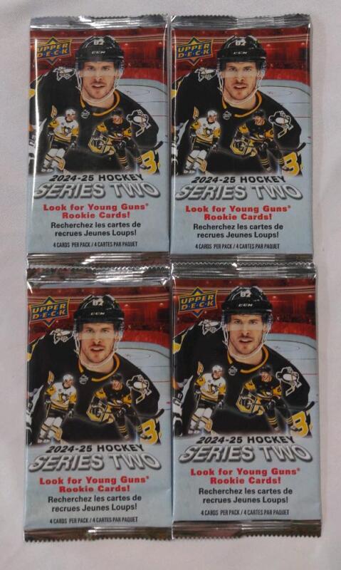 4 New Upper Deck Series Two Hockey Cards, 2024-25