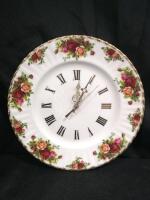 Royal Albert Old Country Rose Plate Clock - Working