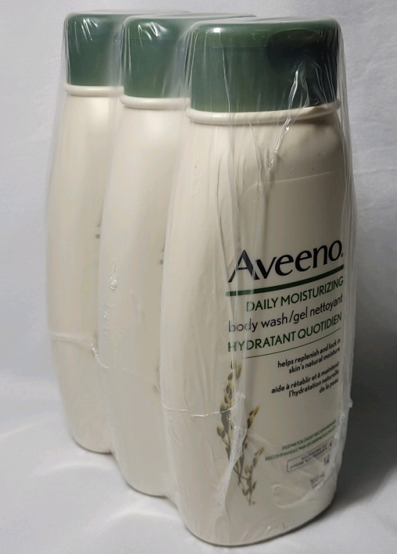 3 Aveeno Daily Moisturizing Body Wash , 532ml Bottles , Three Bottles - New