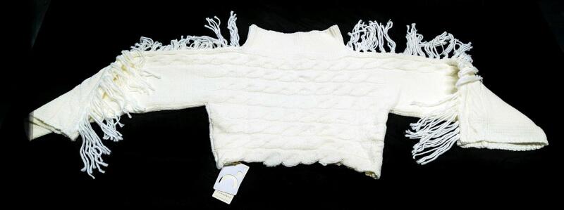 New Size Small COMMENSE Open Navel Side Arm Tassels Cable Knit Crop Sweater