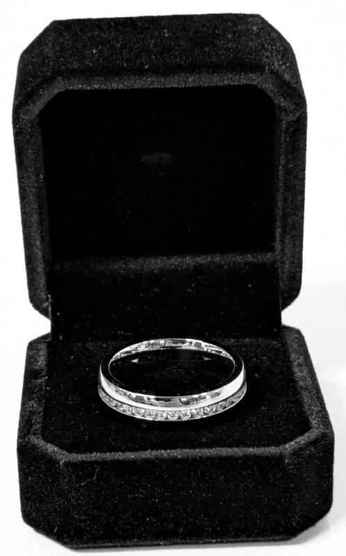 NEW Platinum Plated 6.0mm Simuiated Diamond Man's Ring Size 10.0