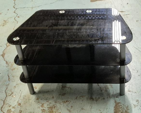 Three Tier Tempered Glass TV Stand 31.75" Long, 17.75" Wide & 20" Tall