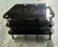 Three Tier Tempered Glass TV Stand 31.75" Long, 17.75" Wide & 20" Tall