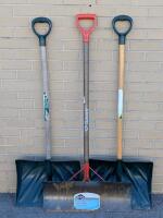3 Snow Shovels, Incl Garant Steel Shovel, 52" Long Each