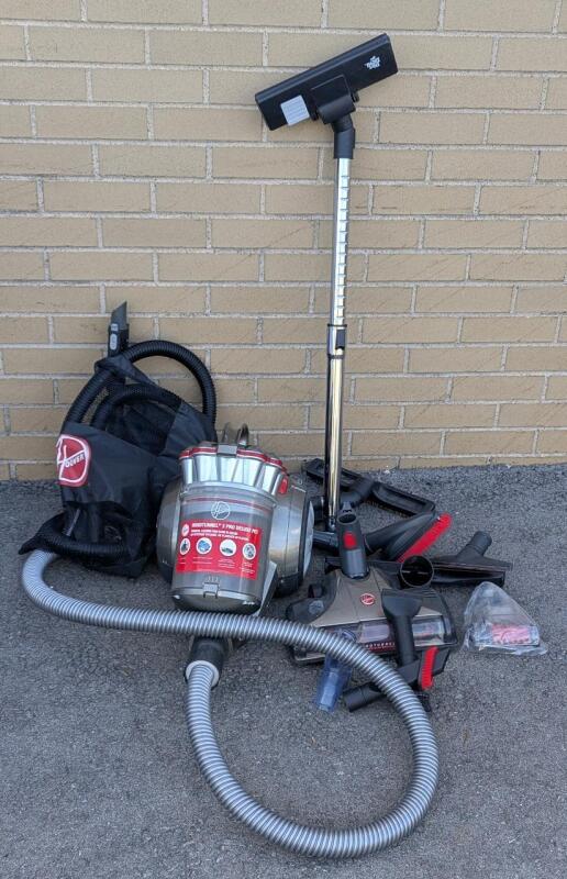 HOOVER Windtunnel 3 Pro Deluxe Pet Canister Vacuum With Assorted Accessories (Not All Are For This Machine), One Attachment Duct-Taped To Hose, Tested For Power