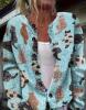 New Cozy Cat Women's Size XL Sky Blue 3D Cat Print Cardigan All-Over Design Button Front, Loose Fit Casual Sweater %Polyester Stock photos added Love this