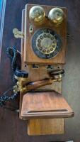 Vintage Wall Hanging Telephone. Damage to Earpiece. Unable to test.