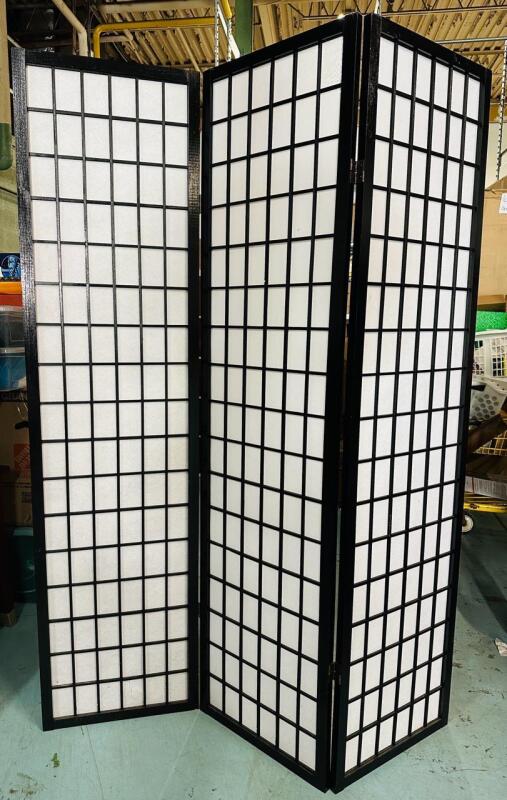 Shoji-Style Screen Room Divider, 3-Panel, Each Panel Measures 69&rdquo; x 17&rdquo;