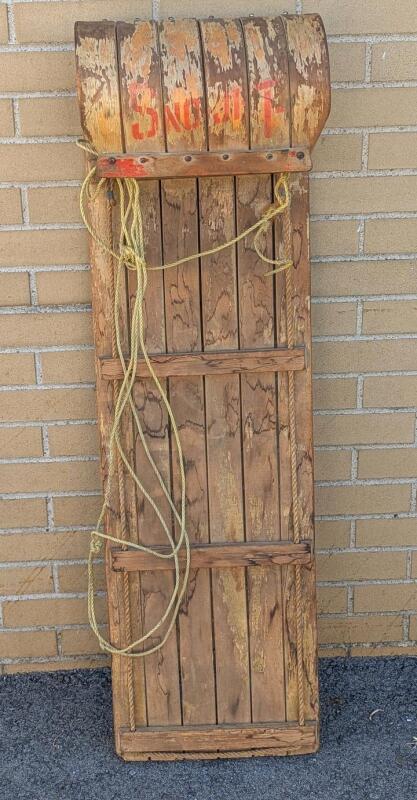 Vintage Bentwood Toboggan, 14.5" &times; 45.25"