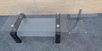 2 Glass-top Furniture. Coffee Table (39.5" by 19.5" by 15") and End Table (15.75" by 15.75" by 19"