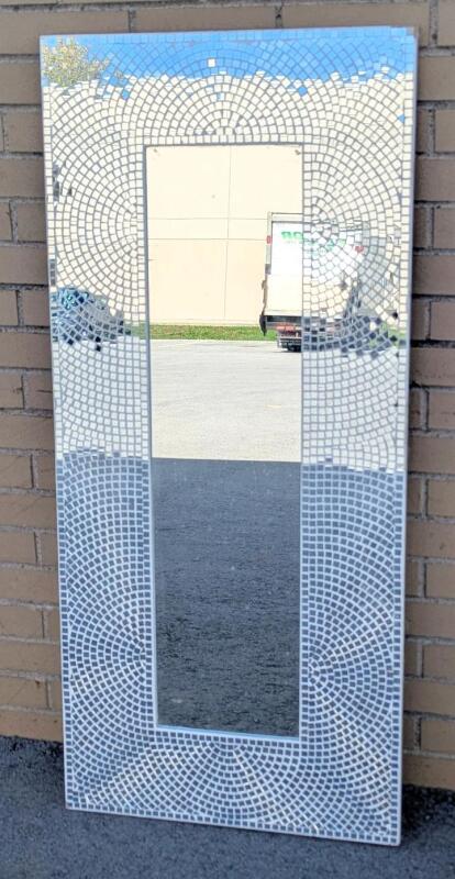 Neat Mosaic Mirror Floor Mirror, 21" &times; 47" Tall, Missing One Corner Mosaic Mirror Tile