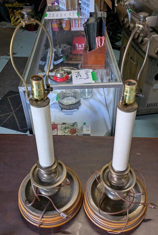 2 Vintage Underwriter Laboratory Portable Table Lamps. 27.5" tall.