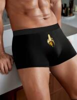 New Men's Banana Print Boxer Briefs Size XL - Comfortable Breathable Casual Style, Black with Yellow Banana Design <br/>95% Polyester 5% Elastane <br/>Stock photos added