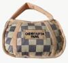 New Durable Plaid Pet Handbag Plush Embroidered Design Perfect for All Breeds Soft Chew Toy Approximately 7.5 x 7&rsquo;&rsquo; Stock photos added CHEWY VUITON PARIS Adorable