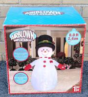 Airblown Inflatable 8ft Light-Up LED Snowman Yard Decoration [As-Is, Untested]