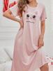 New Size XL Women's Cute Cat Printed Crew Neck Short Sleeve T-Shirt Dress Pyjamas Polyester Knit Fabric 95% Polyester 5% Elastane <br/>Machine Washable Stock photos added - 3