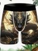 New Men&rsquo;s Size L Fantasy Dragon Print Boxer Briefs with Golden Accents Ice Silky Fiber, Breathable & Moisture-Wicking, Regular Fit Casual Underwear for Daily Comfort, Smooth Texture Fabric Machine Wash 95% Polyester 5% Elastane Stock Photos added - 3