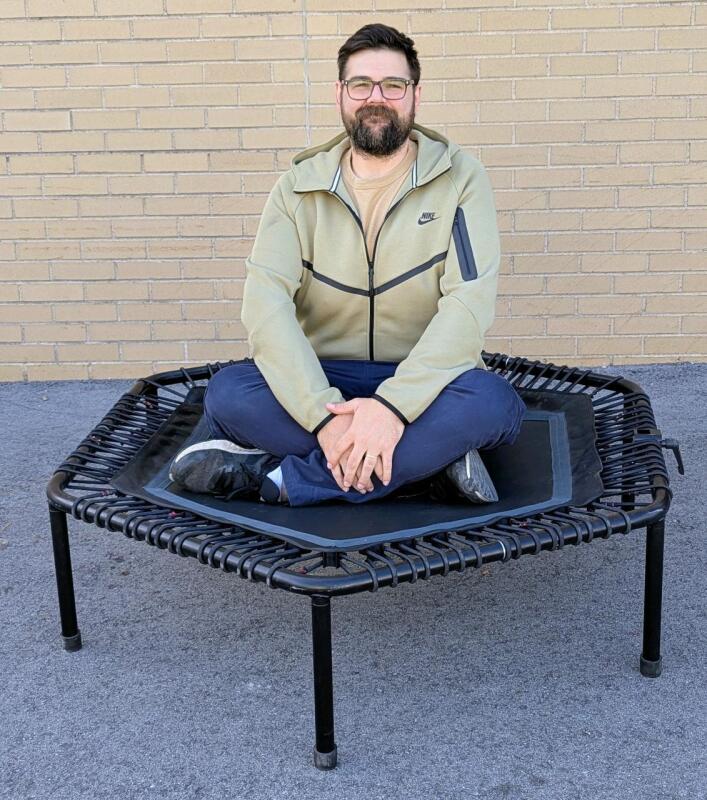 BELLICON Hexagonal Jumping Fitness Trampoline W/O Brace Bar, 47" &times; 14" Tall, Mike Used For Scale