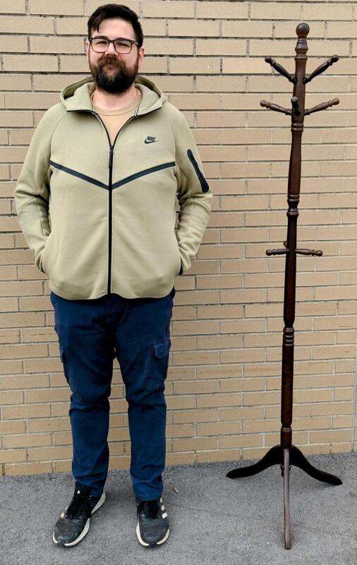 Great Wooden 9-Peg Coat Rack, 72" / 6ft! Tall, Mike Used For Scale