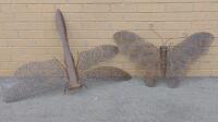 Metal Dragonfly and Butterfly Garden Lawn Art, Approx. 3ft by 2ft