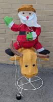 [As-Is] YEE-HAW! Cowboy Bull Riding Santa Lawn Decoration, 36" Tall (Cord Cut, Needs Splicing, Unable to Test)